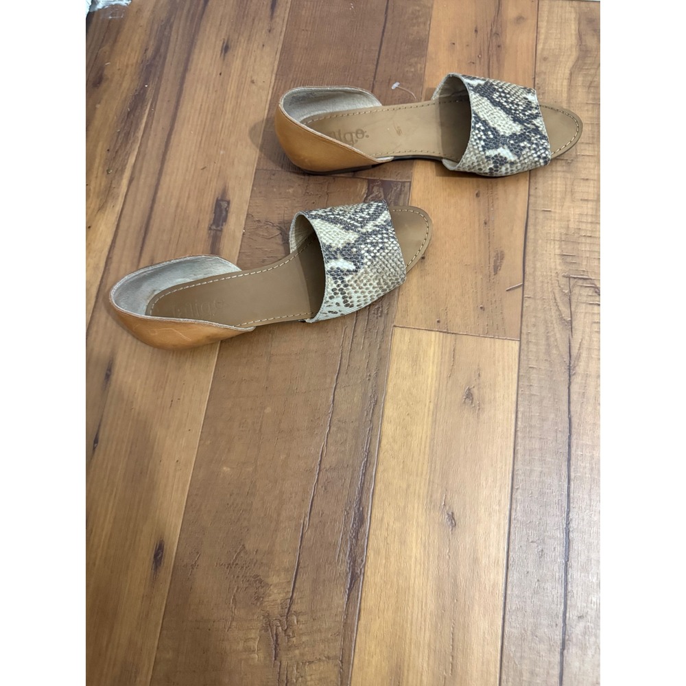 Latigo Milly Snakeskin Print Leather d'Orsay Flats Tan Brown Womens 10M - Picture 2 of 5